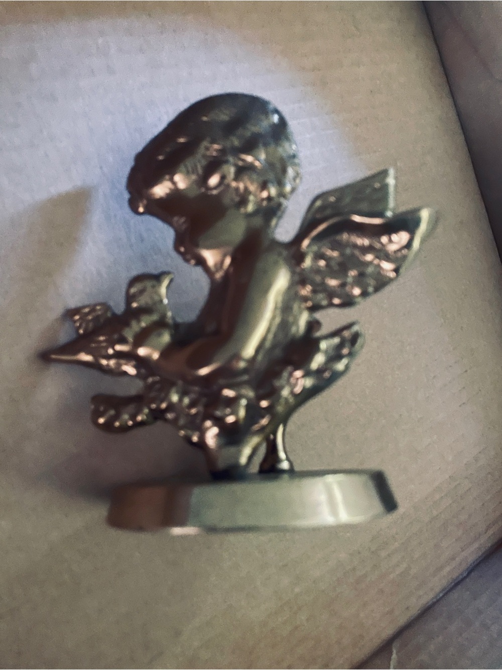 vintage brass cherub angel With Small Bird  candle holder